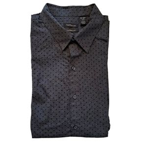 Van Heusen Neutral Plaid Polka Dot Button Down Shirt Size XXL